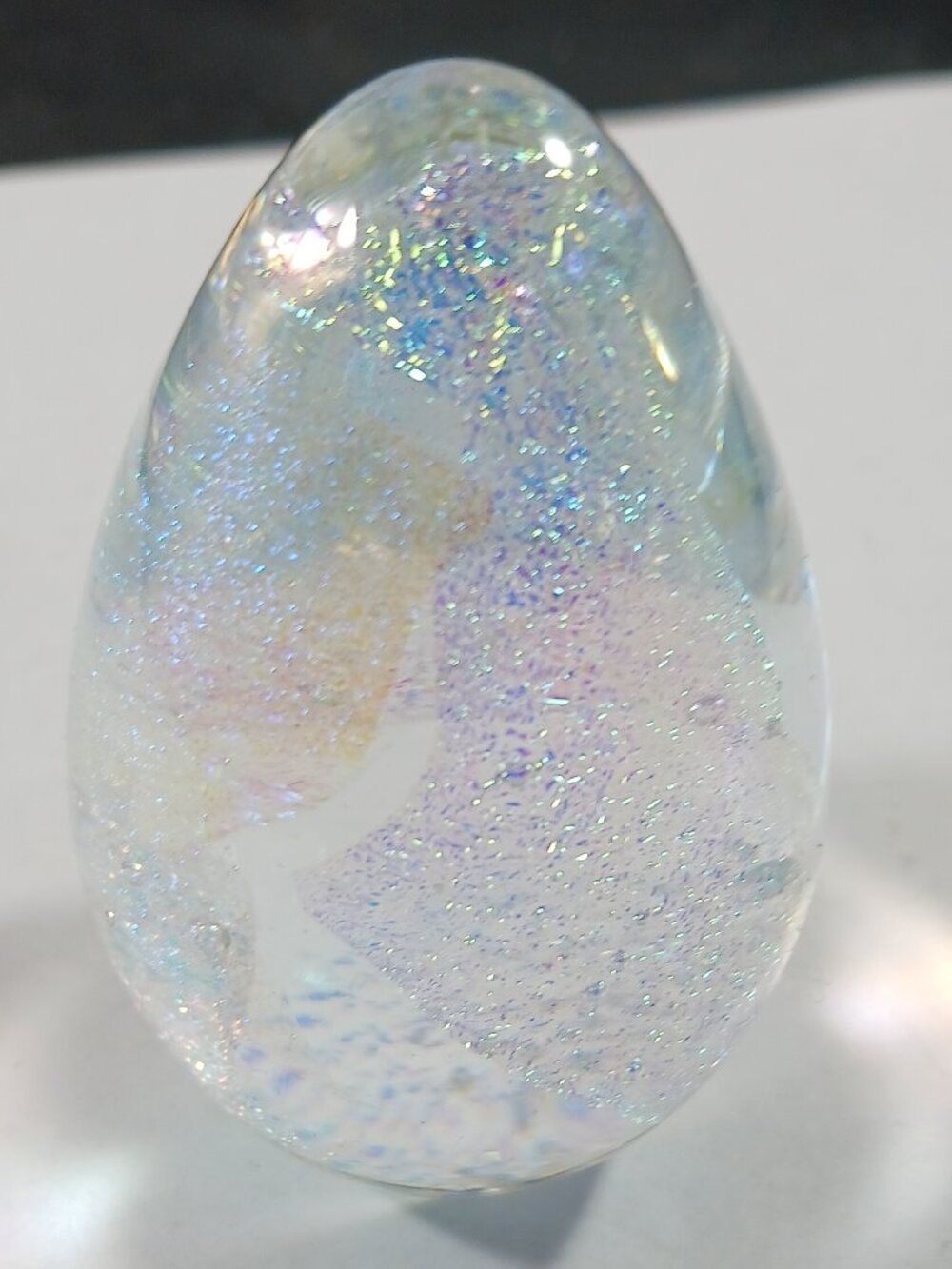 Vintage Art Glass Paperweight Egg Shape Sparkle